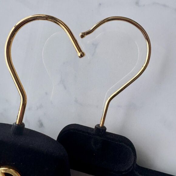 2pc Vintage Chanel Black Velvet Gold Tone CC Hardware Clothing Hangers - Picture 6 of 14